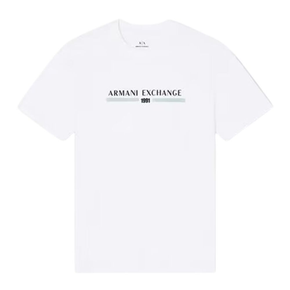Armani Exchange Mens Linear Logo T-Shirt / Off White